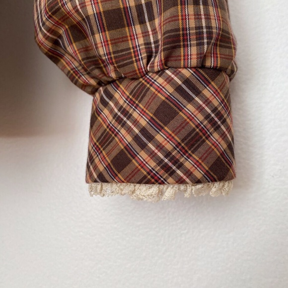 Vintage 70s Womens Shirt Top Plaid Lace Trim Button Up MJ Concepts in Sportwear - Picture 8 of 11